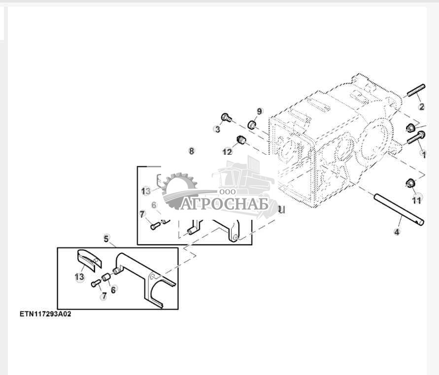 Крепление корпуса трансмиссии и вилки переключения передач, 30 кмч 